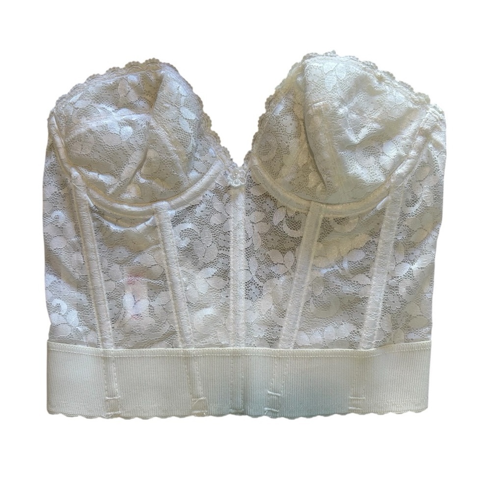 Vintage Frederick's of Hollywood White Lace Strapless Corset Bra Size 34B